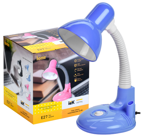 LIGHTING Светильник настольный 1005 с кармашком Е27 голубой IEK