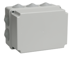 Коробка распаячная КМ41245 для открытой проводки 190х140х120мм IP44 (RAL 7035, 10 гермовводов) IEK