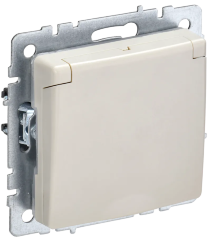 BRITE Розетка 1-местная с заземлением с защитными шторками и крышкой 16А IP20 РСбш10-3-БрКр бежевый IEK