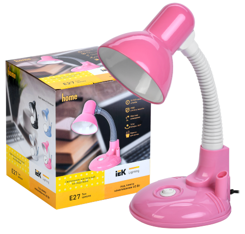 LIGHTING Светильник настольный 1005 с кармашком Е27 розовый IEK
