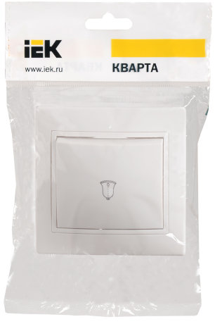 Выключатель 1-клавишный кнопочный звонок ВСк10-1-0-КБ 10А КВАРТА белый IEK