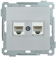 Розетка 2-местная компьютерная РК10-2-Б RJ45 Cat5e BOLERO серебряный IEK