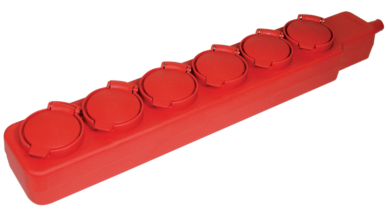 Удлинитель У06В 6 мест с защитными крышками IP44 2P+PE/5м 3х1мм2 16А/250В IEK