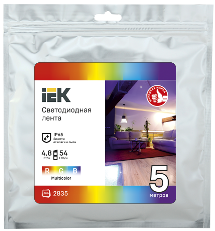 Лента светодиодная 5м LSR-2835RGB54-4,8-IP65-12В IEK