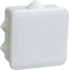 Коробка распаячная КМ41255 для открытой проводки 100х100х50мм IP44 (RAL 7035, 6 гермовводов, защелкивающаяся крышка) IEK