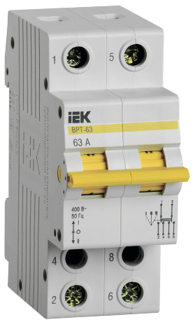 Выключатель-разъединитель трехпозиционный ВРТ-63 2P 63А IEK