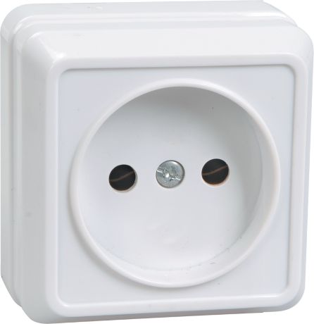 Розетка 1-местная для открытой установки РС20-2-ОБ без заземляющего контакта 10А ОКТАВА белый IEK