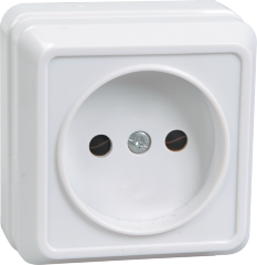 Розетка 1-местная для открытой установки РС20-2-ОБ без заземляющего контакта 10А ОКТАВА белый IEK