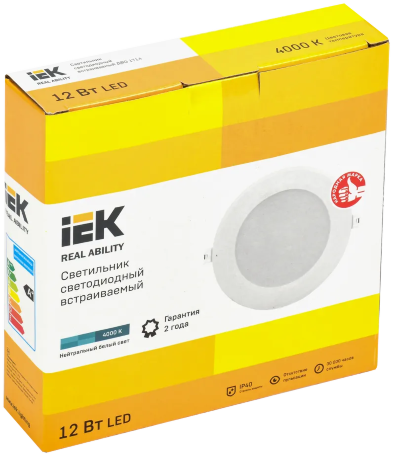 Светильник светодиодный ДВО 1714 белый круг 12Вт 4000К IP40 IEK