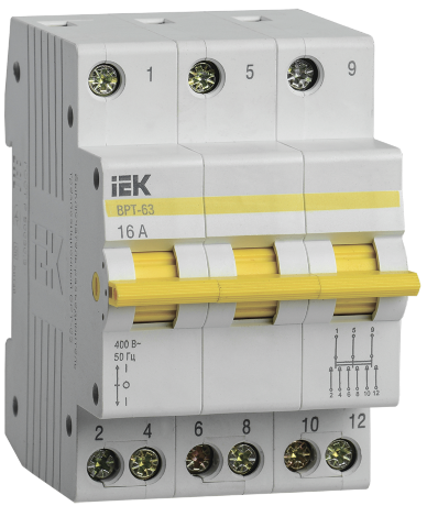 Выключатель-разъединитель трехпозиционный ВРТ-63 3P 16А IEK