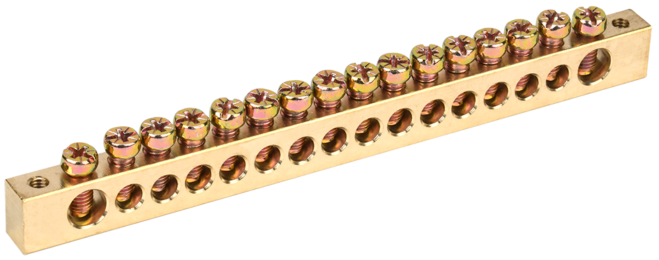 Шина PEN "земля-ноль" 8х12мм 16/2 (16групп/крепеж по краям) IEK