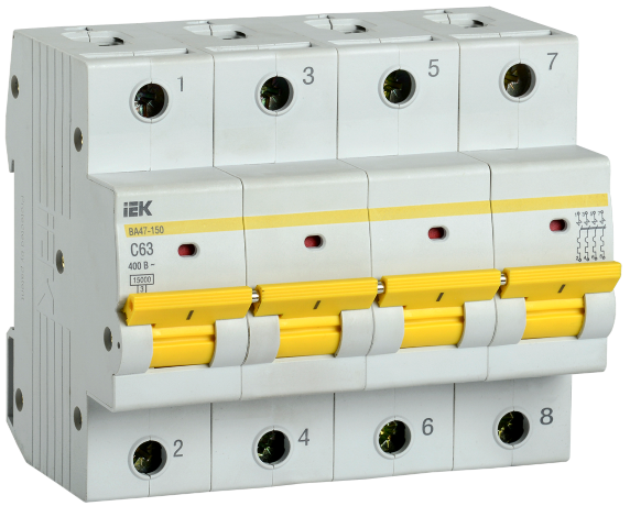 Выключатель автоматический ВА47-150 4Р 63А 15кА C IEK