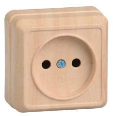 Розетка 1-местная для открытой установки РС20-2-ОС без заземляющего контакта 10А ОКТАВА сосна IEK