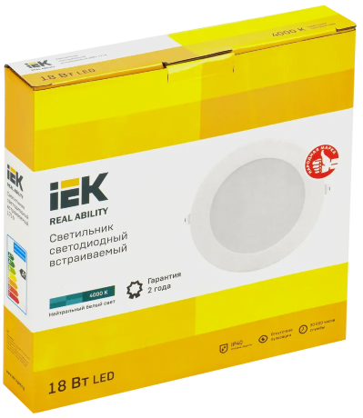 Светильник светодиодный ДВО 1716 белый круг 18Вт 4000К IP40 IEK