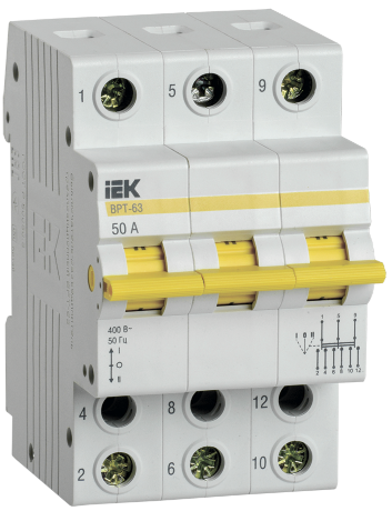 Выключатель-разъединитель трехпозиционный ВРТ-63 3P 50А IEK