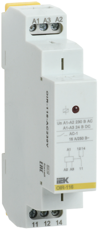 Реле промежуточное модульное OIR 1 контакт 16А 230В AC IEK