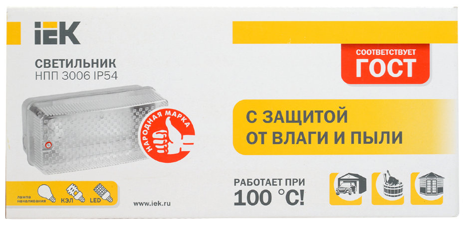 Светильник НПП3006 60Вт IP54 серый IEK