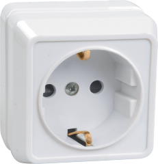 Розетка 1-местная для открытой установки РС20-3-ОКм с заземляющим контактом 16А ОКТАВА кремовый IEK