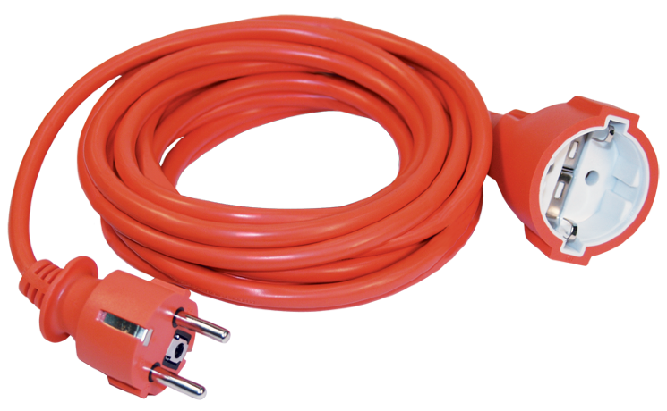 Шнур УШ-01РВ с вилкой и розеткой 2P+PE/5м 3х1,0мм2 оранжевый IEK