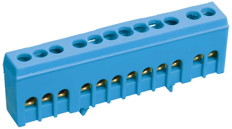 Шина N "ноль" в корпусном изоляторе на DIN-рейку ШНИ-6х9-10-К-С IEK