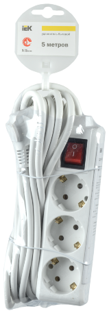 Удлинитель У03К-выкл. 3 места 2P+PE/3м 3х1мм2 16А/250В IEK