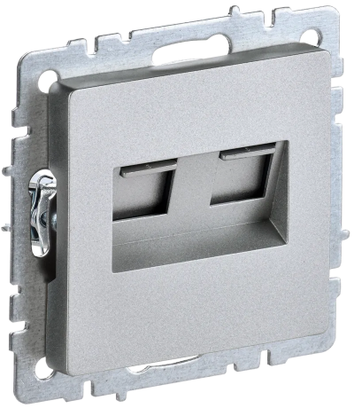 BRITE Розетка компьютерная двойная RJ45 кат.5E РК10-2-БрА алюминий IEK