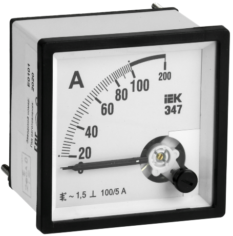 Амперметр аналоговый Э47 100/5А класс точности 1,5 72х72мм IEK