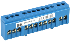 Шина N "ноль" в корпусном изоляторе на DIN-рейку ШНИ-6х9-12-К-С IEK
