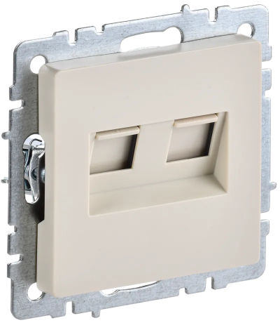 BRITE Розетка компьютерная двойная RJ45 кат.5E РК10-2-БрКр бежевый IEK