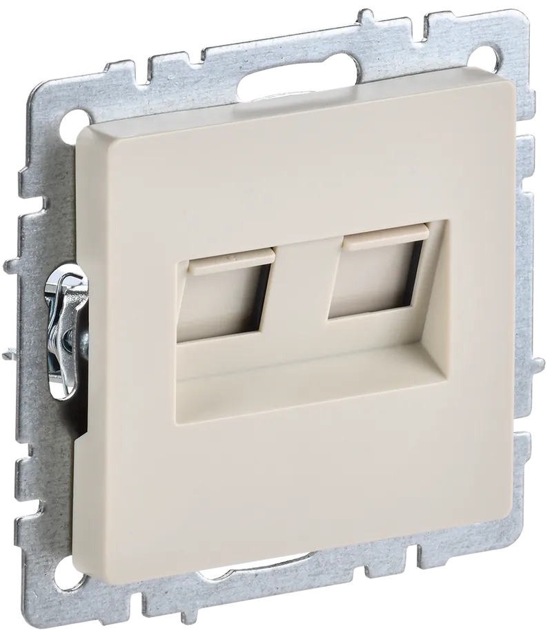 Rubrite BRITE Розетка компьютерная двойная RJ45 кат.5E РК10-2-БрКр бежевый IEK ...