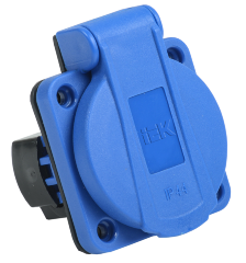 Розетка панельная РП11-3 с з/к с крышкой 2P+PE 16А IP44 MAGNUM синяя IEK