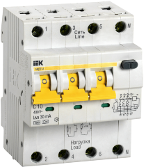 Автоматический выключатель дифференциального тока АВДТ34 C10 30мА IEK