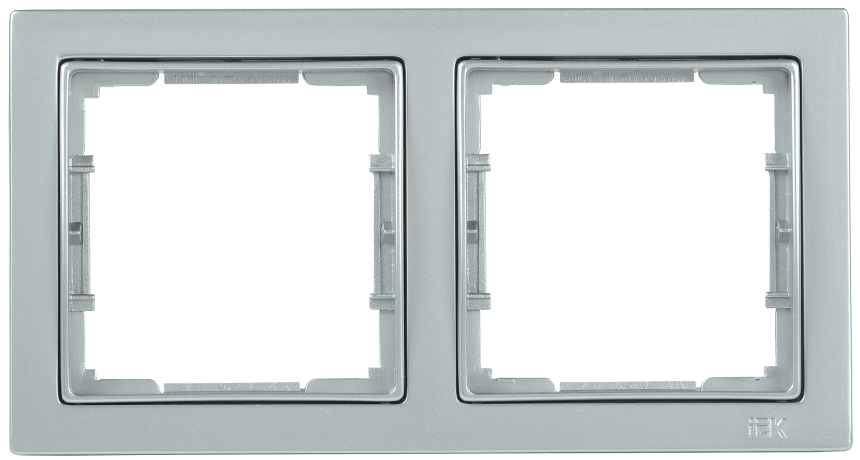 Рамка 2-местная квадратная РУ-2-БС BOLERO Q1 серебряный IEK
