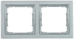 Рамка 2-местная квадратная РУ-2-БС BOLERO Q1 серебряный IEK