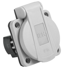 Розетка панельная РП13-3 с з/к с крышкой 2P+PE 16А IP54 MAGNUM серая IEK