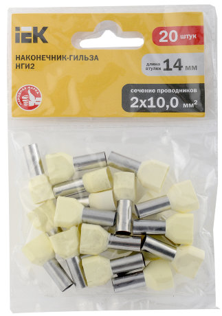 Наконечник-гильза НГИ2 10-14 (слоновая кость) (20шт) IEK
