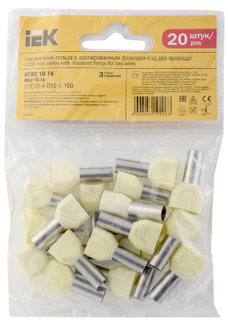 Наконечник-гильза НГИ2 10-14 (слоновая кость) (20шт) IEK