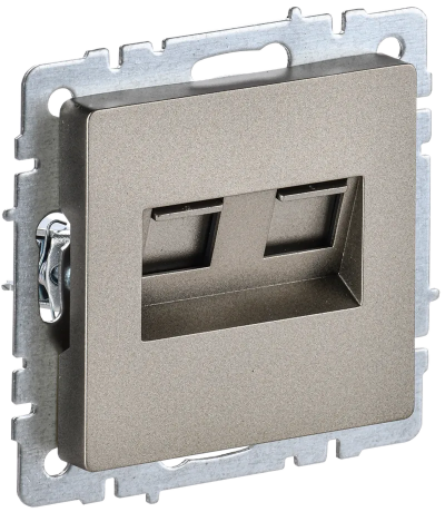 BRITE Розетка компьютерная двойная RJ45 кат.5E РК10-2-БрШ шампань IEK