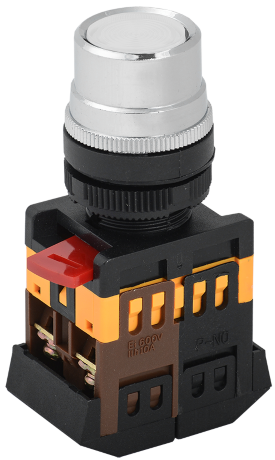 Кнопка ABLF-22 белый d=22мм неон/240В 1з+1р IEK