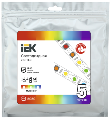 Лента светодиодная 5м LSR-5050RGB60-14,4-IP65-12В IEK