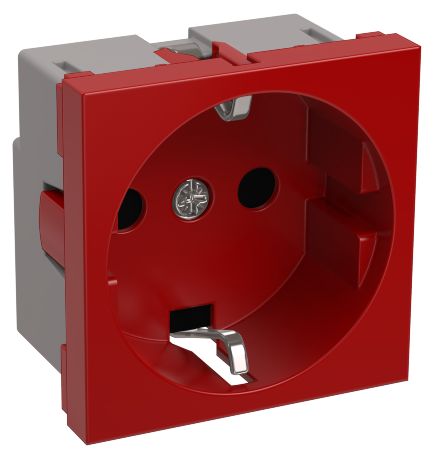 Розетка РКС-20-32-П-К с заземляющим контактом 2к (на 2 модуля) ПРАЙМЕР красная IEK