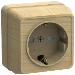 Розетка 1-местная для открытой установки РСш20-3-ОС с заземляющим контактом с защитной шторкой 16А ОКТАВА сосна IEK