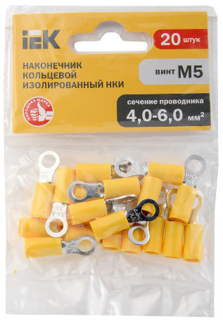 Наконечник изолированный НКИ5,5-5 кольцо 4-6мм (20шт) IEK