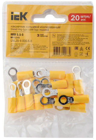 Наконечник изолированный НКИ5,5-5 кольцо 4-6мм (20шт) IEK