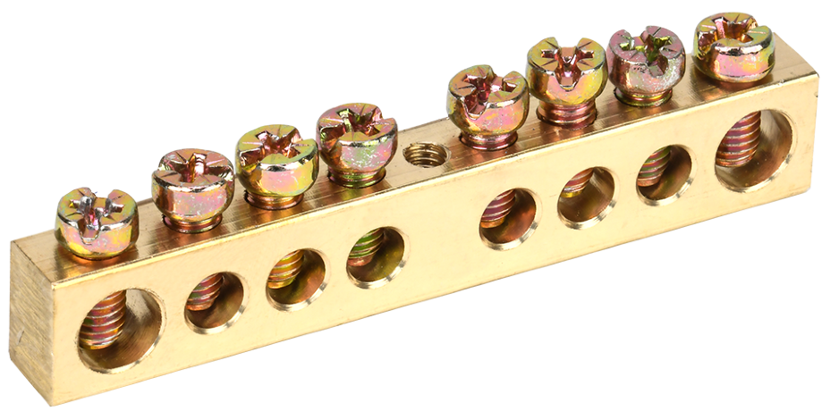 Шина PEN "земля-ноль" 8х12мм 8/1 (8групп/крепеж по центру) IEK