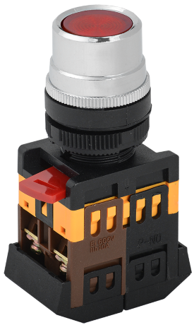 Кнопка ABLF-22 красный d=22мм неон/240В 1з+1р IEK