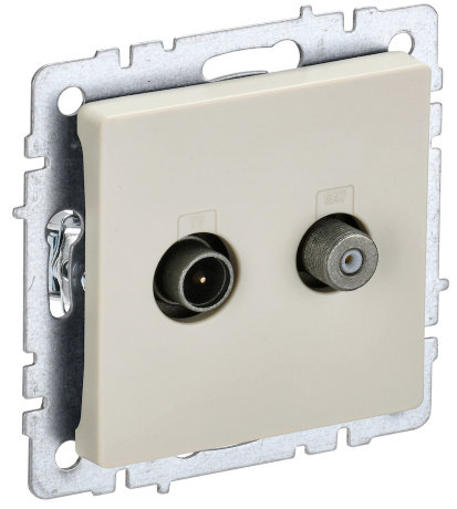 Розетка IEK TV-SAT BRITE, телевизионная (TV), спутниковая (SAT), двойная, цвет - бежевый