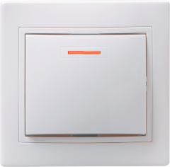 Выключатель 1-клавишный с индикацией ВС10-1-1-КБ 10А КВАРТА белый IEK