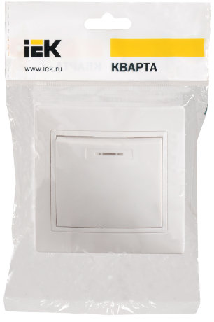 Выключатель 1-клавишный с индикацией ВС10-1-1-КБ 10А КВАРТА белый IEK
