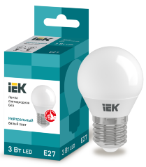 Лампа светодиодная G45 шар 3Вт 230В 4000К E27 IEK